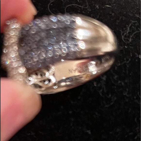 Suzy Levian 18K / Sterling Silver 2.02 CWTw Saphire Buckle Ring w Diamond accent - Picture 8 of 13